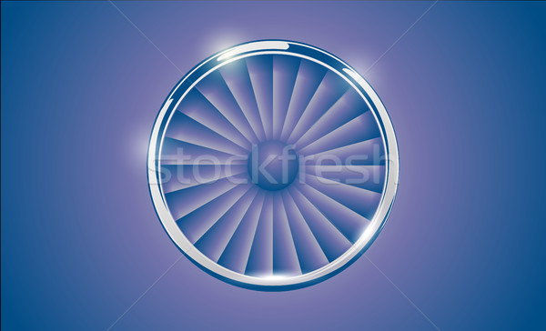Jet Engine Turbine with chrome ring in retro violet blue color style. Detailed Airplane Motor Front  Stock photo © Iaroslava