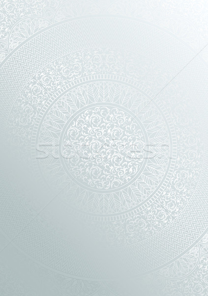 Silver round floral pattern gradient color. Vintage cover design template. Vector mandala poster Stock photo © Iaroslava