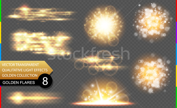 Abstract vector golden special light effect set isolated on transparent background. Beautiful glow Stock photo © Iaroslava