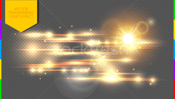 Vector golden special effect. Glowing streaks on transparent background. Beautiful glow light Stock photo © Iaroslava