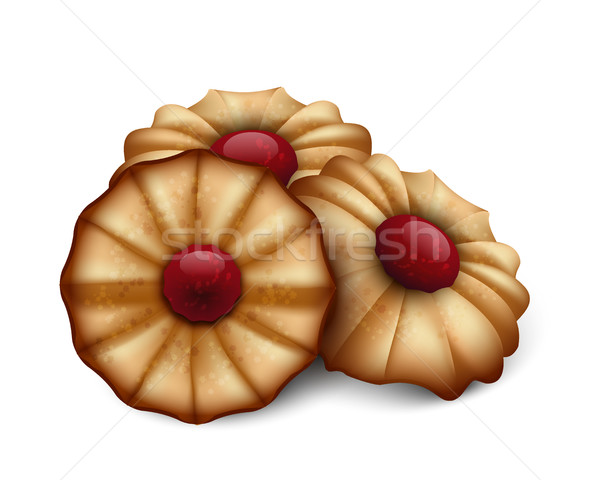Buttery cookies with red jam isolated on white background. Stock photo © Iaroslava