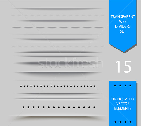 Set of semitransparent web dividers and shadow isolated on light background. Vector translucent Stock photo © Iaroslava