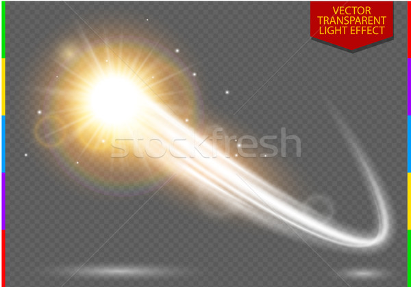 Stock photo: Abstract semitransparent vector magic glow star trail light effect with neon blur curved line shoots