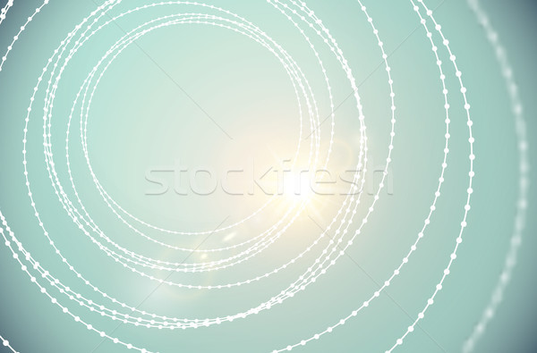 Vector tunnel wire beads spiral structure shining lens flare light effect background. Abstract Stock photo © Iaroslava