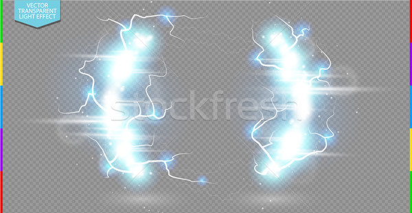 Abstract electric science frame. Shine border with energy lightning and spotlight. Light flare Stock photo © Iaroslava