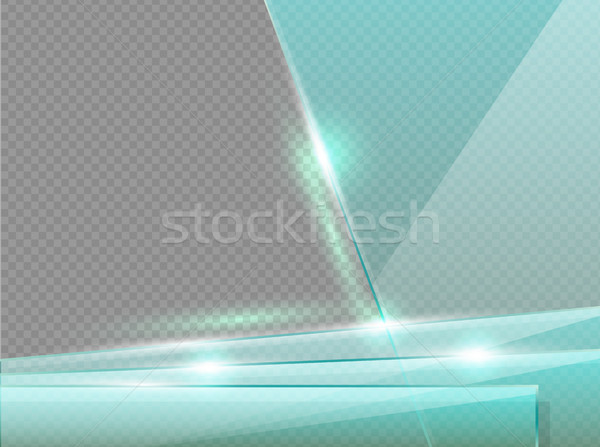 Transparent glass plates with spotlight, shadow and hotspot flare web page. Banner template Stock photo © Iaroslava