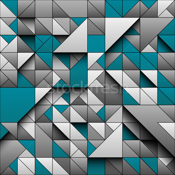 Grey and turquoise triangle geometric seamless pattern background. 3d design with simple print Stock photo © Iaroslava