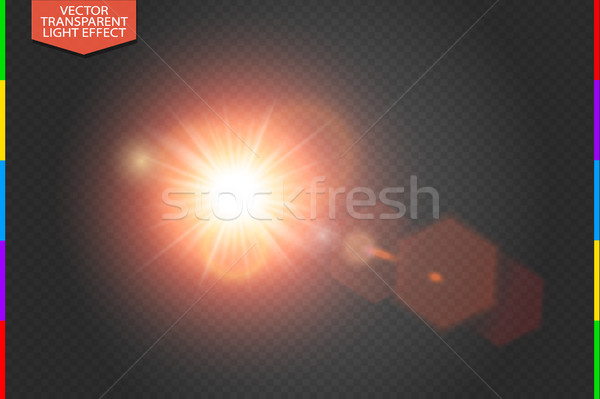 Vector transparent bright red sunlight special lens flare light effect with hexagon elements Stock photo © Iaroslava