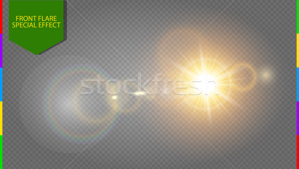 Abstract golden front sun lens flare translucent special light effect design. Vector blur in motion  Stock photo © Iaroslava