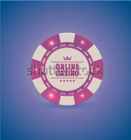 Vector red white casino poker chips with luminous light elements, top view. Retro purple effect Stock photo © Iaroslava