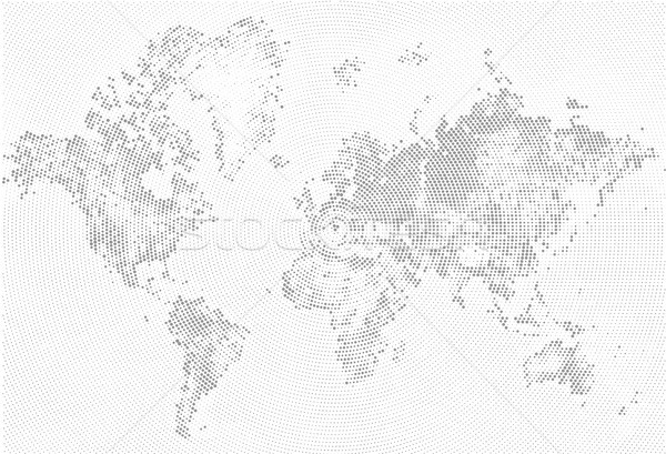 Abstract Dotted Map Black and White Halftone grunge Effect Illustration. World map silhouette Stock photo © Iaroslava
