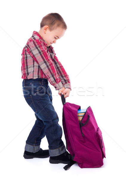 Little boy with heavy schoolbag Stock photo © icefront