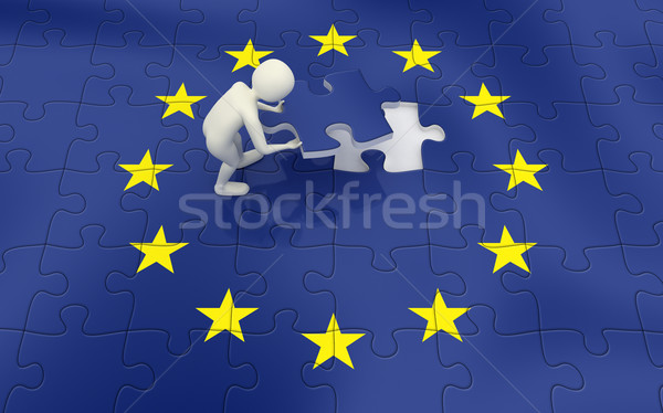 3d man finalizing European Union flag puzzle Stock photo © icefront