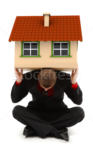 Man huis vergadering achteraanzicht familie Stockfoto © icefront