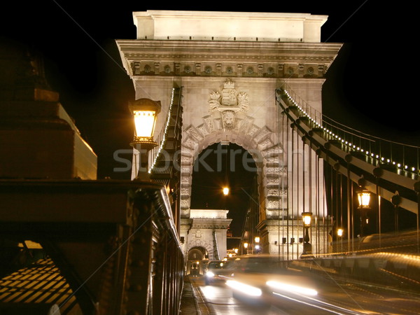 Budapest, chainbridge entrance Stock photo © icefront