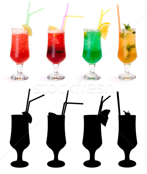 Stock photo: Various non-alcoholic cocktails and their rtansparency mask
