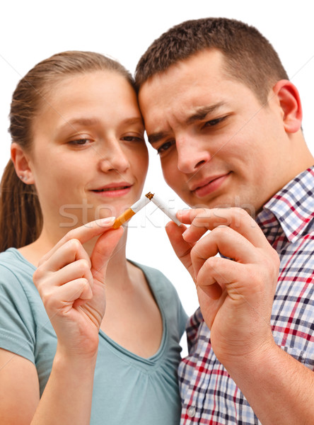 Paar abgesondert Zigarette Bedeutung stoppen Stock foto © icefront