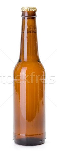 Stockfoto: Bruin · bierfles · witte · bier · achtergrond · cool