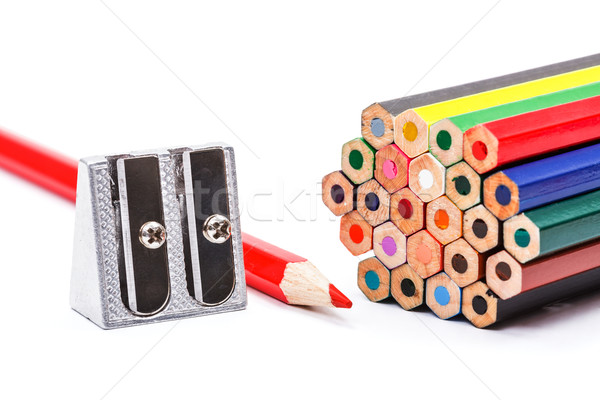 Ceruza ceruzahegyező színes zsírkréták fém festék Stock fotó © icefront