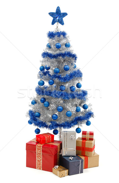 聖誕樹 白 禮物 人造的 銀 孤立 商業照片 © icefront