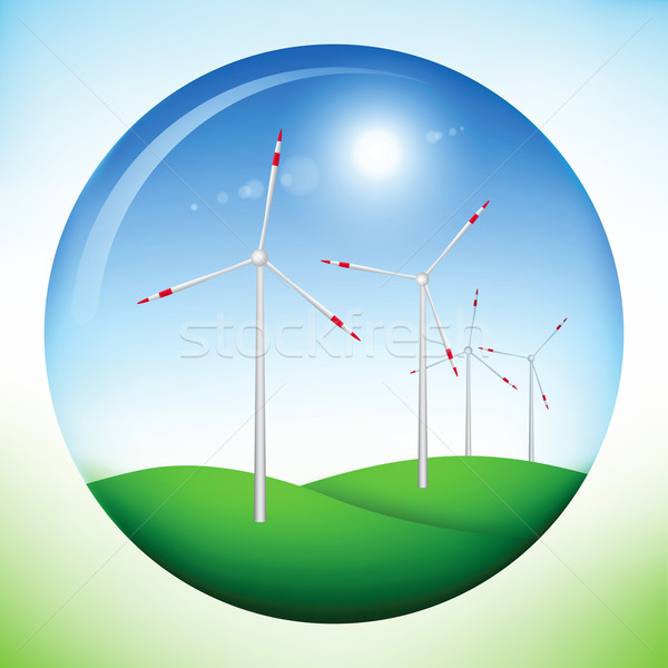 Windmill power generators inside sphere Stock photo © icefront