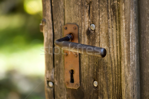 ストックフォト: 古い · 入り口 · 木製 · ドア · さびた · 鉄