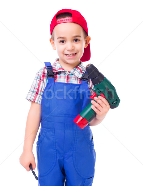 Little handyman with drill Stock photo © icefront