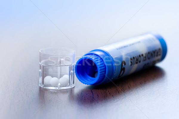 Homöopathische blau Container wenig weiß Stock foto © icefront