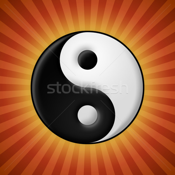 Yin yang symbol on red rays background Stock photo © icefront