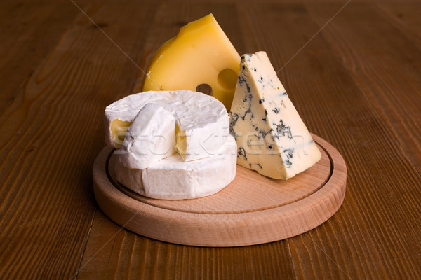 Blue cheese, camembert and emmental cheese Stock photo © icefront