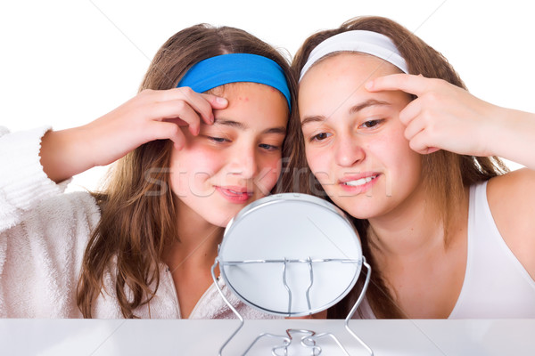 Lányok keres bőr tinédzser arc tini Stock fotó © icefront