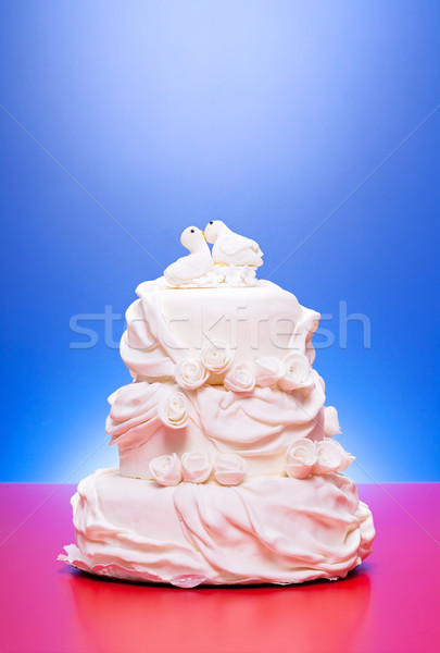 White wedding cake with bird topper Stock photo © icefront