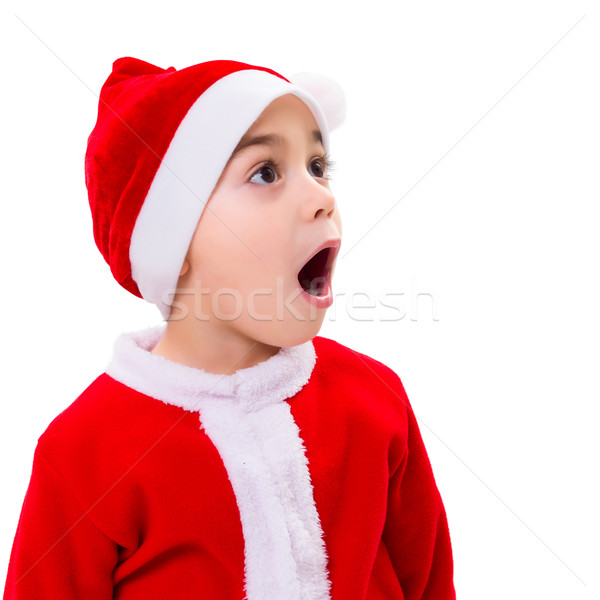 Surprised Christmas boy wondering Stock photo © icefront