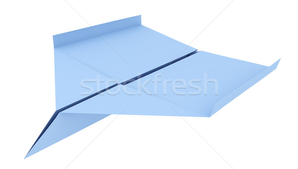 Blue paper airplane (3d render) Stock photo © icefront
