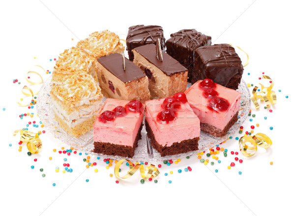 Zoete romig gebak plaat kleurrijk Stockfoto © icefront