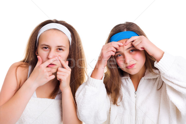 Jugendliche Haut Problem Mädchen Mädchen Gesicht Stock foto © icefront