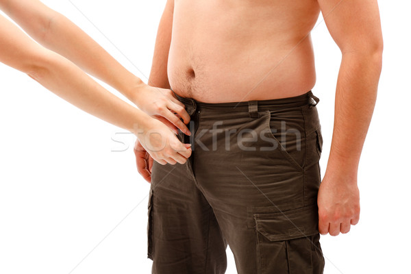 Hands opening or closing man's placket Stock photo © icefront