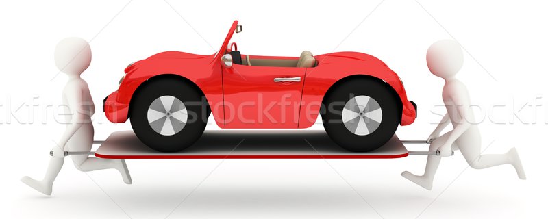 White men running with car on stretcher Stock photo © icefront