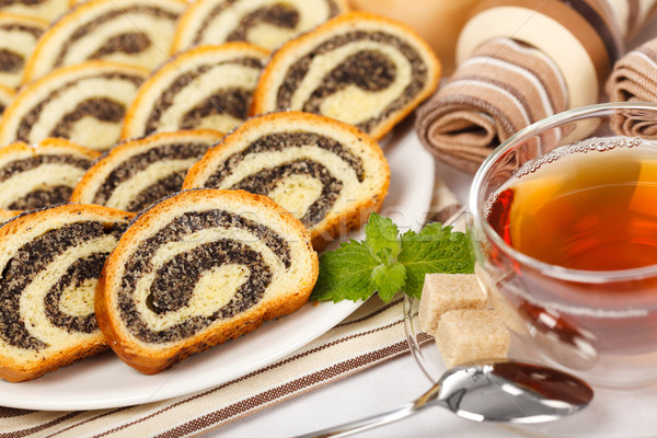 Macro fo poppy seed rolls and tea Stock photo © icefront