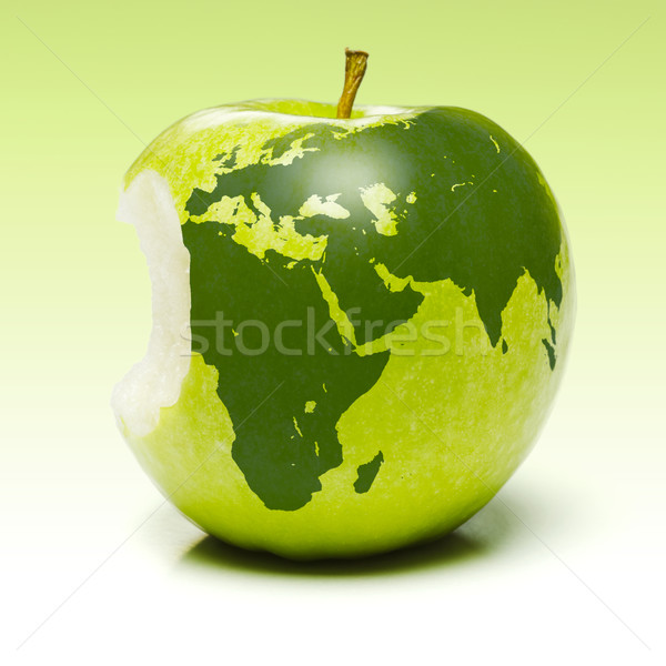 Groene appel aarde kaart geheel aarde Stockfoto © icefront