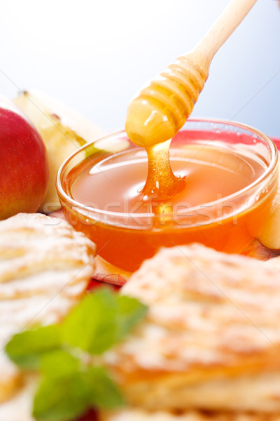 Stock photo: Macro of pouring honey