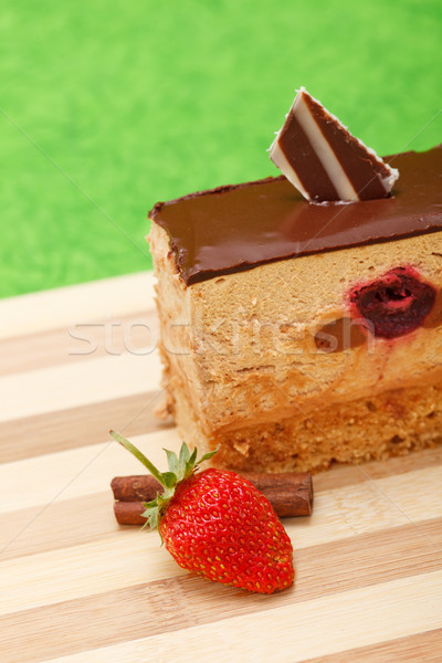 Dilim çikolatalı mus kek ahşap gıda çikolata Stok fotoğraf © icefront