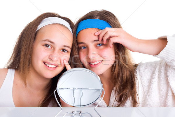 [[stock_photo]]: Filles · peau · adolescent · visage · Teen