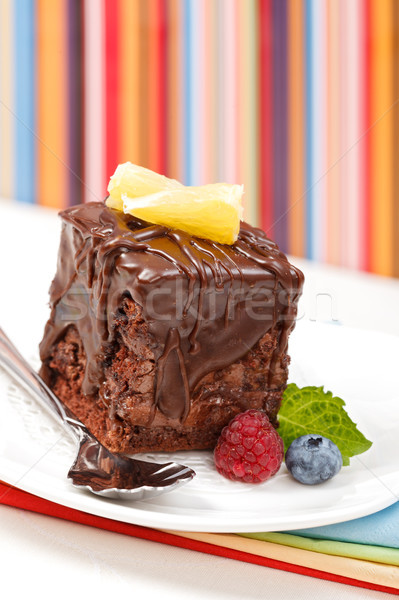 Cake with a chocolate gloss on plate Stock photo © icefront