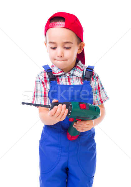 Little handyman with drill Stock photo © icefront