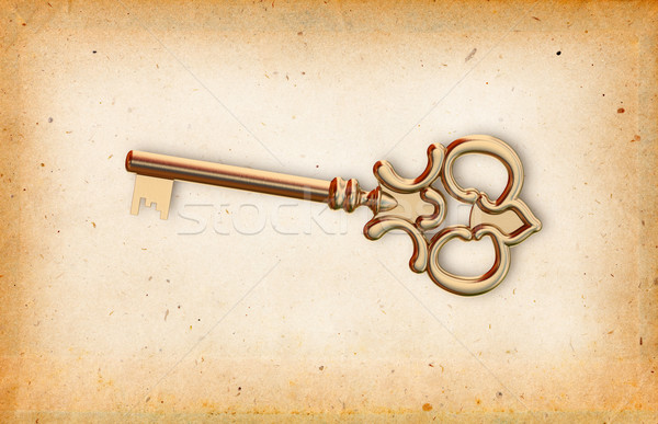 Golden key on old paper texture Stock photo © icefront