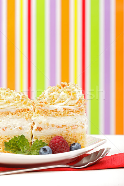 Whipped cream cake garnished with berries Stock photo © icefront