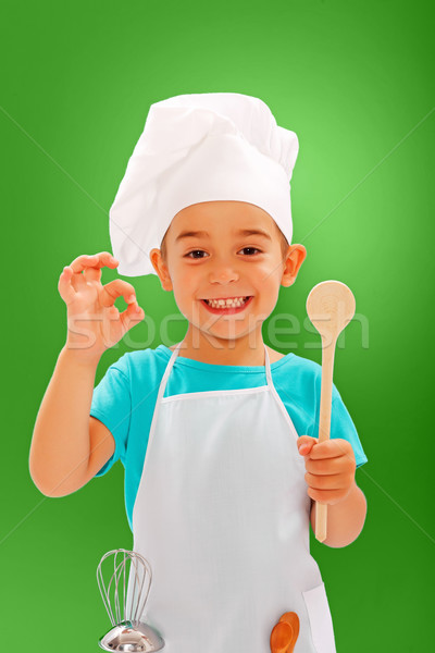 Cheerful little chef showing good taste Stock photo © icefront