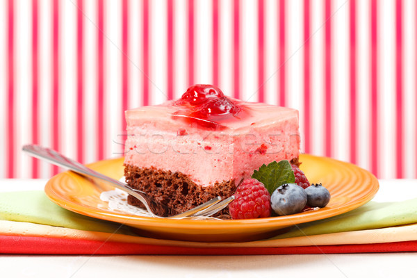 Raspberry yoghurt cake garnished with berries Stock photo © icefront