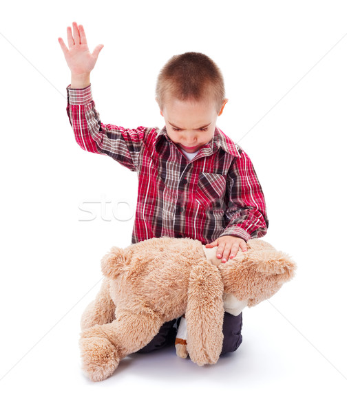 Iç taciz öfkeli küçük çocuk oyuncak ayı Stok fotoğraf © icefront
